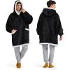 imageBedsure Blanket Hoodie Wearable Blanket for Adults ampamp Kids as Gifts for Women Men Birthday Gifts for Women Mom Girl Sherpa Oversized Hoodie Grey StandardBlack