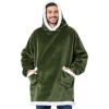 imageBedsure Blanket Hoodie Wearable Blanket for Adults ampamp Kids as Gifts for Women Men Birthday Gifts for Women Mom Girl Sherpa Oversized Hoodie Grey StandardOlive Green