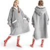imageBedsure Blanket Hoodie Wearable Blanket for Adults ampamp Kids as Gifts for Women Men Birthday Gifts for Women Mom Girl Sherpa Oversized Hoodie Grey StandardConcrete Grey