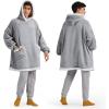 imageBedsure Blanket Hoodie Wearable Blanket for Adults ampamp Kids as Gifts for Women Men Birthday Gifts for Women Mom Girl Sherpa Oversized Hoodie Grey StandardGrey