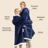 imageBedsure Blanket Hoodie Wearable Blanket for Adults ampamp Kids as Gifts for Women Men Birthday Gifts for Women Mom Girl Sherpa Oversized Hoodie Grey StandardOcean Blue