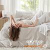 imageBedsure Boho Duvet Cover Queen Size  Grey Breathable ampamp Soft Boho Bedding Machine Washable Comforter Cover for All Seasons Includes 1 Duvet Cover 90quotx90quot with 2 Pillow Shams ampamp Zipper Closure40  Light Beige  Stripe No Comforter