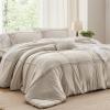 imageBedsure Boho Duvet Cover Queen Size  Grey Breathable ampamp Soft Boho Bedding Machine Washable Comforter Cover for All Seasons Includes 1 Duvet Cover 90quotx90quot with 2 Pillow Shams ampamp Zipper Closure00  Light Beige  Grid No Comforter