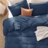 imageBedsure Boho Duvet Cover Queen Size  Grey Breathable ampamp Soft Boho Bedding Machine Washable Comforter Cover for All Seasons Includes 1 Duvet Cover 90quotx90quot with 2 Pillow Shams ampamp Zipper Closure35  Navy  Grid No Comforter