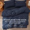 imageBedsure Boho Duvet Cover Queen Size  Grey Breathable ampamp Soft Boho Bedding Machine Washable Comforter Cover for All Seasons Includes 1 Duvet Cover 90quotx90quot with 2 Pillow Shams ampamp Zipper Closure03  Navy No Comforter