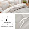 imageBedsure Boho Duvet Cover Queen Size  Grey Breathable ampamp Soft Boho Bedding Machine Washable Comforter Cover for All Seasons Includes 1 Duvet Cover 90quotx90quot with 2 Pillow Shams ampamp Zipper Closure35  White  Stripe No Comforter