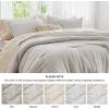 imageBedsure Boho Duvet Cover Queen Size  Grey Breathable ampamp Soft Boho Bedding Machine Washable Comforter Cover for All Seasons Includes 1 Duvet Cover 90quotx90quot with 2 Pillow Shams ampamp Zipper Closure40  Light Beige  Stripe No Comforter
