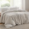 imageBedsure Boho Duvet Cover Queen Size  Grey Breathable ampamp Soft Boho Bedding Machine Washable Comforter Cover for All Seasons Includes 1 Duvet Cover 90quotx90quot with 2 Pillow Shams ampamp Zipper Closure40  Light Beige  Stripe No Comforter