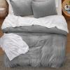 imageBedsure Boho Duvet Cover Queen Size  Grey Breathable ampamp Soft Boho Bedding Machine Washable Comforter Cover for All Seasons Includes 1 Duvet Cover 90quotx90quot with 2 Pillow Shams ampamp Zipper Closure35  Grey  Stripe No Comforter