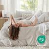 imageBedsure Boho Duvet Cover Queen Size  Grey Breathable ampamp Soft Boho Bedding Machine Washable Comforter Cover for All Seasons Includes 1 Duvet Cover 90quotx90quot with 2 Pillow Shams ampamp Zipper Closure35  White  Stripe No Comforter