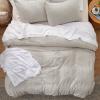 imageBedsure Boho Duvet Cover Queen Size  Grey Breathable ampamp Soft Boho Bedding Machine Washable Comforter Cover for All Seasons Includes 1 Duvet Cover 90quotx90quot with 2 Pillow Shams ampamp Zipper Closure40  Light Beige  Stripe No Comforter