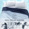 imageBedsure Cold Blankets for Sleeping  Lightweight Summer Blanket Queen Size for Bed Cooling Ice Breathable DoubleSided Bedding Essentials for Hot Sleepers as Gifts Blue 90x90 InchesSkywayInsignia Blue