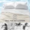 imageBedsure Cold Blankets for Sleeping  Lightweight Summer Blanket Queen Size for Bed Cooling Ice Breathable DoubleSided Bedding Essentials for Hot Sleepers as Gifts Blue 90x90 InchesMoonbeamIvory