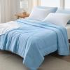 imageBedsure Cooling Comforter Queen Size  GentleSoft Moisture Wicking Cooling Blanket for Hot Sleepers Breathable Lightweight Duvet Insert DualSided Summer Blanket White 88x88 InchesBlue
