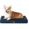 imageBedsure Cooling Dog Bed for Crate  Large Orthopedic Flat Puppy Beds with Removable Washable Cover Egg Crate Foam Pet Mat Suitable for Pet Up to 50 lbsNavy