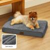 imageBedsure Cooling Dog Bed for Crate  Large Orthopedic Flat Puppy Beds with Removable Washable Cover Egg Crate Foam Pet Mat Suitable for Pet Up to 50 lbsDark Grey