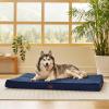 imageBedsure Cooling Dog Bed for Crate  Large Orthopedic Flat Puppy Beds with Removable Washable Cover Egg Crate Foam Pet Mat Suitable for Pet Up to 50 lbsNavy