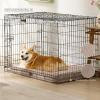 imageBedsure Cooling Dog Bed for Crate  Large Orthopedic Flat Puppy Beds with Removable Washable Cover Egg Crate Foam Pet Mat Suitable for Pet Up to 50 lbsLight Brown