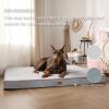 imageBedsure Cooling Dog Bed for Crate  Large Orthopedic Flat Puppy Beds with Removable Washable Cover Egg Crate Foam Pet Mat Suitable for Pet Up to 50 lbsLight Grey