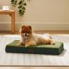imageBedsure Cooling Dog Bed for Crate  Large Orthopedic Flat Puppy Beds with Removable Washable Cover Egg Crate Foam Pet Mat Suitable for Pet Up to 50 lbsDark Green