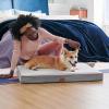 imageBedsure Cooling Dog Bed for Crate  Large Orthopedic Flat Puppy Beds with Removable Washable Cover Egg Crate Foam Pet Mat Suitable for Pet Up to 50 lbsLight Grey