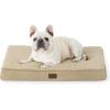 imageBedsure Cooling Dog Bed for Crate  Large Orthopedic Flat Puppy Beds with Removable Washable Cover Egg Crate Foam Pet Mat Suitable for Pet Up to 50 lbsKhaki