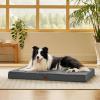 imageBedsure Cooling Dog Bed for Crate  Large Orthopedic Flat Puppy Beds with Removable Washable Cover Egg Crate Foam Pet Mat Suitable for Pet Up to 50 lbsDark Grey