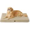 imageBedsure Cooling Dog Bed for Crate  Large Orthopedic Flat Puppy Beds with Removable Washable Cover Egg Crate Foam Pet Mat Suitable for Pet Up to 50 lbsKhaki