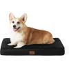 imageBedsure Cooling Dog Bed for Crate  Large Orthopedic Flat Puppy Beds with Removable Washable Cover Egg Crate Foam Pet Mat Suitable for Pet Up to 50 lbsBlack