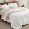 imageBedsure Cooling Duvet Cover Queen Size Cotton ampamp Rayon Derived from Bamboo Blend Duvet Cover Set for Hot Sleepers UltraSoft Breathable ampamp Lightweight Home Bedding for All Seasons White90quotx90quot21  Cooling Coconut White No Comforter