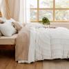 imageBedsure Cooling Duvet Cover Queen Size Cotton ampamp Rayon Derived from Bamboo Blend Duvet Cover Set for Hot Sleepers UltraSoft Breathable ampamp Lightweight Home Bedding for All Seasons White90quotx90quot42  Tufted Beige No Comforter