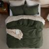 imageBedsure Cooling Duvet Cover Queen Size Cotton ampamp Rayon Derived from Bamboo Blend Duvet Cover Set for Hot Sleepers UltraSoft Breathable ampamp Lightweight Home Bedding for All Seasons White90quotx90quot14  Olive Green No Comforter