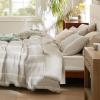 imageBedsure Cooling Duvet Cover Queen Size Cotton ampamp Rayon Derived from Bamboo Blend Duvet Cover Set for Hot Sleepers UltraSoft Breathable ampamp Lightweight Home Bedding for All Seasons White90quotx90quot19  Strip Linen No Comforter