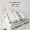 imageBedsure Cooling Duvet Cover Queen Size Cotton ampamp Rayon Derived from Bamboo Blend Duvet Cover Set for Hot Sleepers UltraSoft Breathable ampamp Lightweight Home Bedding for All Seasons White90quotx90quot19  Strip White No Comforter