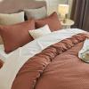 imageBedsure Cooling Duvet Cover Queen Size Cotton ampamp Rayon Derived from Bamboo Blend Duvet Cover Set for Hot Sleepers UltraSoft Breathable ampamp Lightweight Home Bedding for All Seasons White90quotx90quot07  Burnt Orange No Comforter