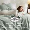 imageBedsure Cooling Duvet Cover Queen Size Cotton ampamp Rayon Derived from Bamboo Blend Duvet Cover Set for Hot Sleepers UltraSoft Breathable ampamp Lightweight Home Bedding for All Seasons White90quotx90quot11  Sage Green No Comforter