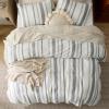 imageBedsure Cooling Duvet Cover Queen Size Cotton ampamp Rayon Derived from Bamboo Blend Duvet Cover Set for Hot Sleepers UltraSoft Breathable ampamp Lightweight Home Bedding for All Seasons White90quotx90quot19  Strip White No Comforter