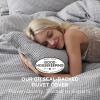 imageBedsure Cooling Duvet Cover Queen Size Cotton ampamp Rayon Derived from Bamboo Blend Duvet Cover Set for Hot Sleepers UltraSoft Breathable ampamp Lightweight Home Bedding for All Seasons White90quotx90quot18  Grey No Comforter