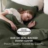 imageBedsure Cooling Duvet Cover Queen Size Cotton ampamp Rayon Derived from Bamboo Blend Duvet Cover Set for Hot Sleepers UltraSoft Breathable ampamp Lightweight Home Bedding for All Seasons White90quotx90quot14  Olive Green No Comforter