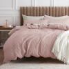 imageBedsure Cooling Duvet Cover Queen Size Cotton ampamp Rayon Derived from Bamboo Blend Duvet Cover Set for Hot Sleepers UltraSoft Breathable ampamp Lightweight Home Bedding for All Seasons White90quotx90quot09  Pink No Comforter