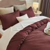 imageBedsure Cooling Duvet Cover Queen Size Cotton ampamp Rayon Derived from Bamboo Blend Duvet Cover Set for Hot Sleepers UltraSoft Breathable ampamp Lightweight Home Bedding for All Seasons White90quotx90quot08  Maroon Red No Comforter