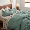 imageBedsure Cooling Duvet Cover Queen Size Cotton ampamp Rayon Derived from Bamboo Blend Duvet Cover Set for Hot Sleepers UltraSoft Breathable ampamp Lightweight Home Bedding for All Seasons White90quotx90quot12  Green No Comforter