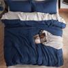 imageBedsure Cooling Duvet Cover Queen Size Cotton ampamp Rayon Derived from Bamboo Blend Duvet Cover Set for Hot Sleepers UltraSoft Breathable ampamp Lightweight Home Bedding for All Seasons White90quotx90quot17  Navy No Comforter