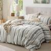 imageBedsure Cooling Duvet Cover Queen Size Cotton ampamp Rayon Derived from Bamboo Blend Duvet Cover Set for Hot Sleepers UltraSoft Breathable ampamp Lightweight Home Bedding for All Seasons White90quotx90quot19  Strip White No Comforter