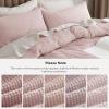 imageBedsure Cooling Duvet Cover Queen Size Cotton ampamp Rayon Derived from Bamboo Blend Duvet Cover Set for Hot Sleepers UltraSoft Breathable ampamp Lightweight Home Bedding for All Seasons White90quotx90quot09  Pink No Comforter