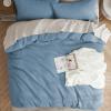 imageBedsure Cooling Duvet Cover Queen Size Cotton ampamp Rayon Derived from Bamboo Blend Duvet Cover Set for Hot Sleepers UltraSoft Breathable ampamp Lightweight Home Bedding for All Seasons White90quotx90quot16  Grey Blue No Comforter