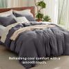 imageBedsure Cooling Duvet Cover Queen Size Cotton ampamp Rayon Derived from Bamboo Blend Duvet Cover Set for Hot Sleepers UltraSoft Breathable ampamp Lightweight Home Bedding for All Seasons White90quotx90quot21  Cooling Charcoal No Comforter