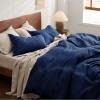 imageBedsure Cooling Duvet Cover Queen Size Cotton ampamp Rayon Derived from Bamboo Blend Duvet Cover Set for Hot Sleepers UltraSoft Breathable ampamp Lightweight Home Bedding for All Seasons White90quotx90quot17  Navy No Comforter