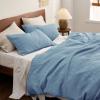 imageBedsure Cooling Duvet Cover Queen Size Cotton ampamp Rayon Derived from Bamboo Blend Duvet Cover Set for Hot Sleepers UltraSoft Breathable ampamp Lightweight Home Bedding for All Seasons White90quotx90quot16  Grey Blue No Comforter