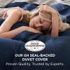 imageBedsure Cooling Duvet Cover Queen Size Cotton ampamp Rayon Derived from Bamboo Blend Duvet Cover Set for Hot Sleepers UltraSoft Breathable ampamp Lightweight Home Bedding for All Seasons White90quotx90quot17  Navy No Comforter